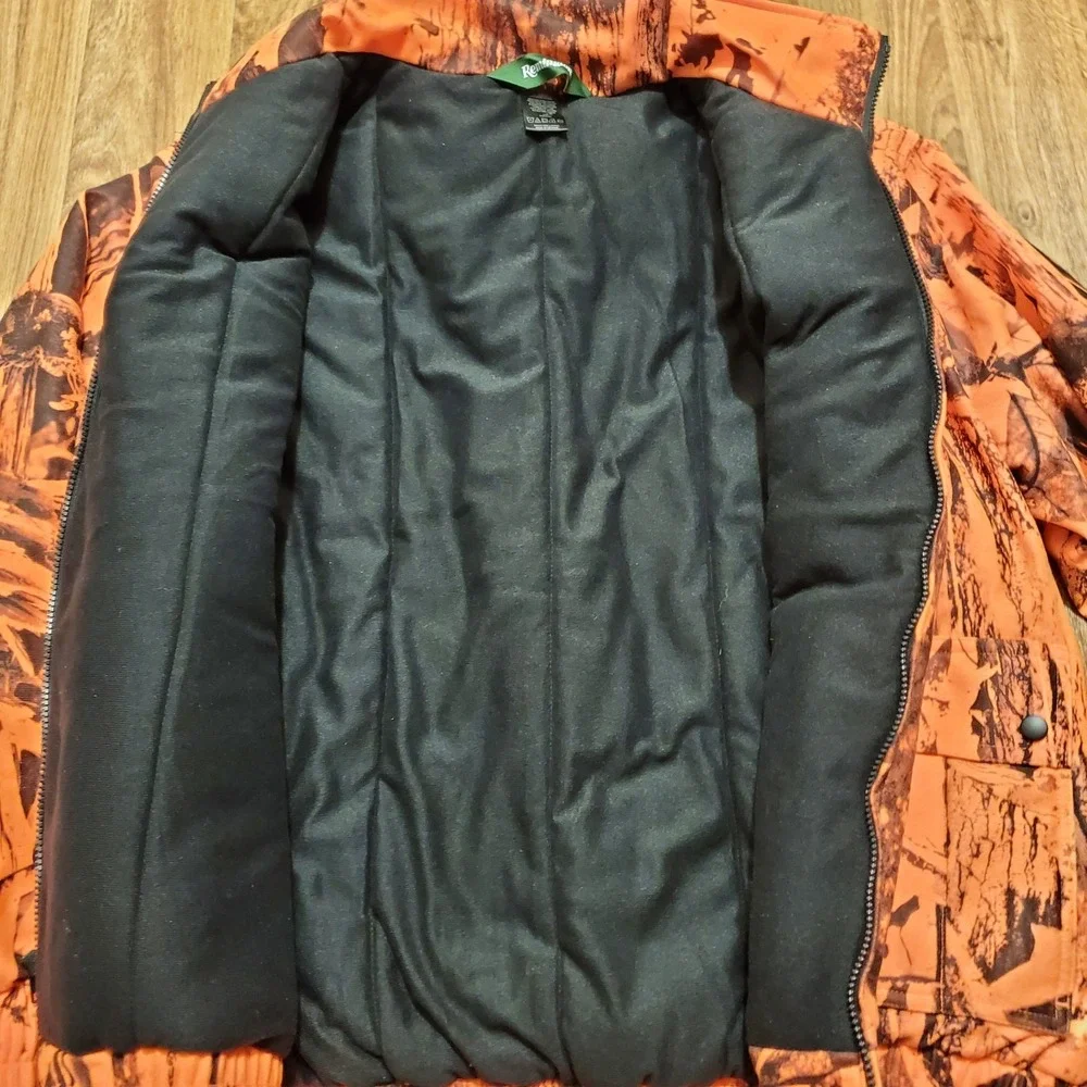 Remington‎ Hunting Jacket Men Large Orange Blaze Camouflage Hooded Warm